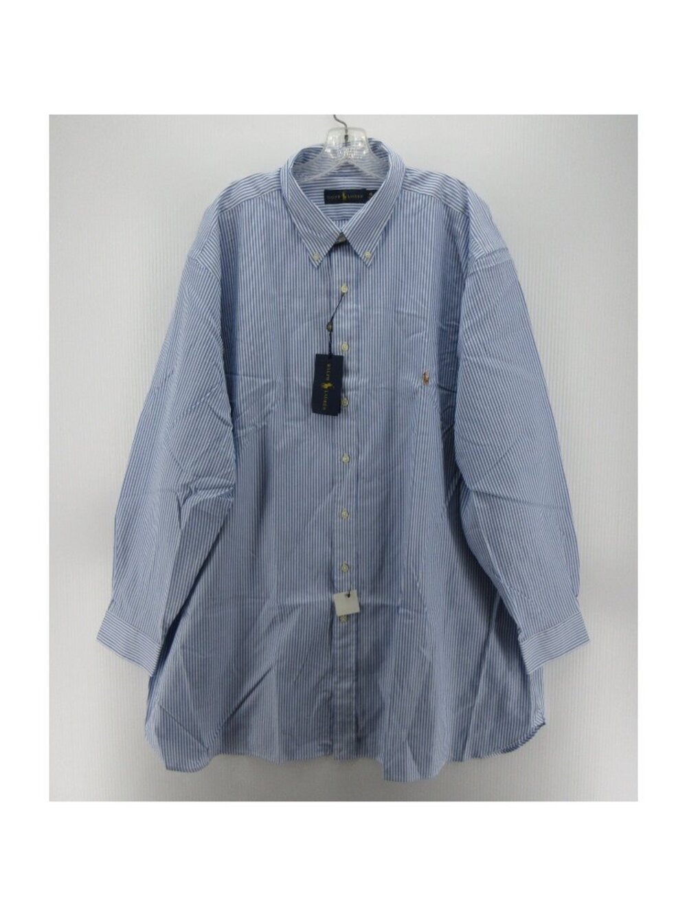 Ralph Lauren Shirt 19 White Oxford Cloth OCBD Striped Flesh Pony Preppy